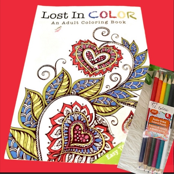 Art | Big Adult Coloring Book And Colored Pencils Set Jumbo Book Top ...